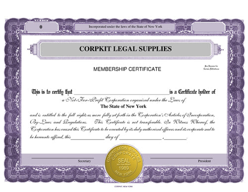 Electronic Digital Not-for-Profit/Nonprofit Stock Certificates