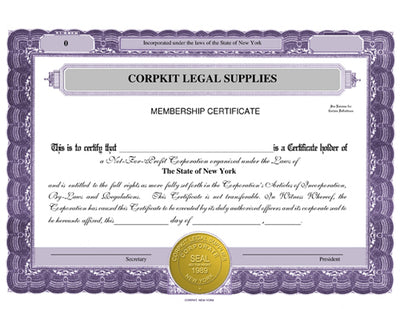 Electronic Digital Not-for-Profit/Nonprofit Stock Certificates