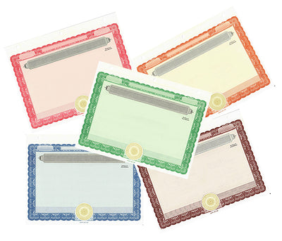 Stock Certificates Blank Standard With No Wording on the Back