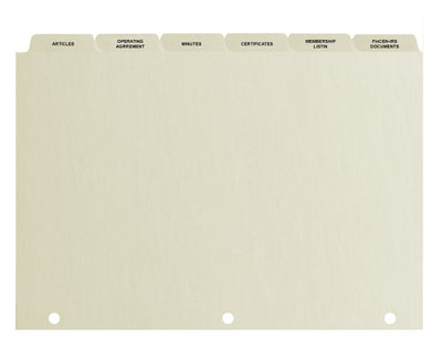 Limited Liability Index Tabs