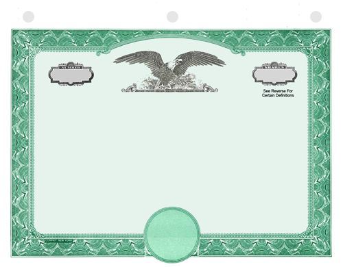 Blank Stock Certificates Eagle_C with Wording on the Back
