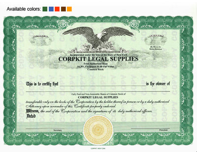 Custom Stock Certificates 1 Class Multi-Class Eagle Certificates