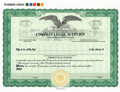 Custom Stock Certificates 2 Class Multi-Class Eagle Certificates
