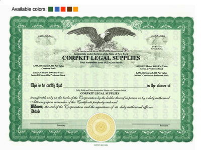 Custom Stock Certificates 4 Class Multi-Class Eagle Certificates