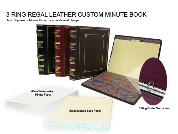 Regal Leather 3 Ring Minute Book Binder + Paper